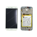 Bloc écran LCD, vitre et batterie Huawei G8 blanc original